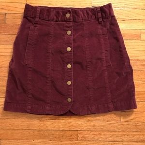 BDG Burgundy Button-Up Corduroy Mini Skirt